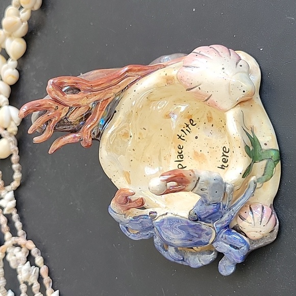 Blue Sky Heather Goldminc Clayworks Crab & Coral Ceramic T-lite Holder Seascape - Picture 2 of 7